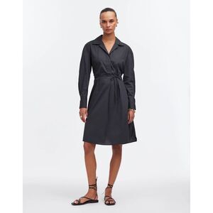 Madewell Belted Mini Shirtdress black collared size small workwear